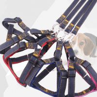 New Adjustable Tightness Dog Leash Vest Harness Set Cowboy Fashion Strong Outdoor Training Walking Pet Supplies Comfortable Leashes