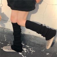 Solid Black Cool Knit Long Socks Women Knee High Elastic Leg Warmers Punk 2021 Lady Ankle Warmer Y2k Gothic Hip-hop Rock Socks