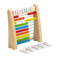 Miffer ทำจากไม้ที่มีสีสัน Abacus สิบกรอบของเล่นช่วยการนับชุดการศึกษาสำหรับเด็กของขวัญกับบัตร