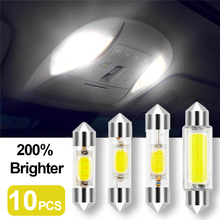 10pcs C5W C10W LED COB Lamps Led Bulbs Festoon 31mm 36mm 39mm 41mm Car  Interior Dome License Plate Interior Reading Light Auto Lamp 12V 6000K White