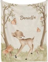 【CW】□✽  Animals Personalized Kid Baby Blanket 30 x 40 Inch Throw with Name Text for Boy