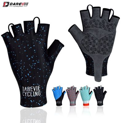 hotx【DT】 DAREVIE Cycling Gloves Soft Breathable Dry Half Anti Shockproof MTB Road
