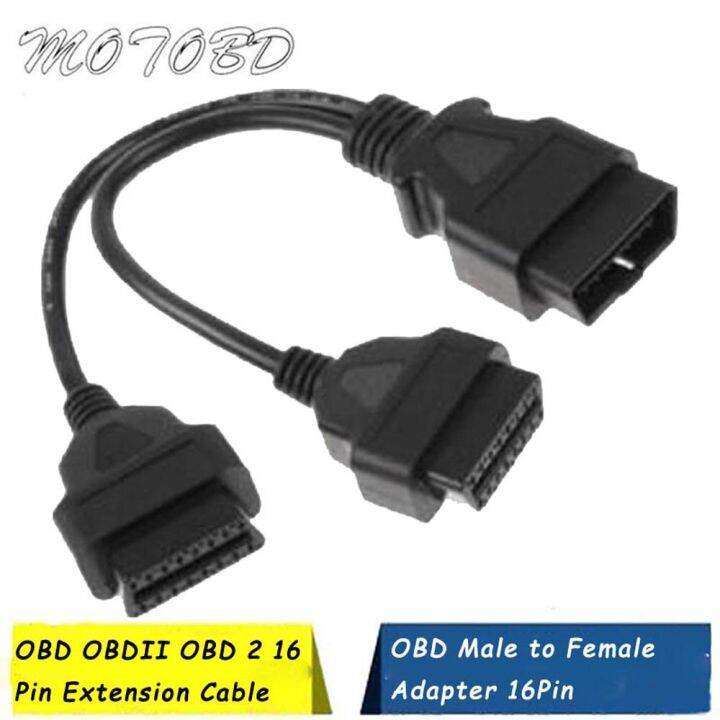 J196 Flat Thin Round Wire Obdii Obd 2 Obd2 16 Pin Elm327 Male To Dual 