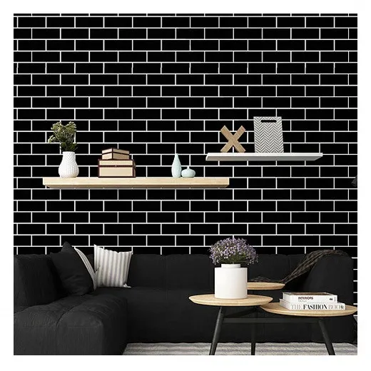 wallpaper dinding / stiker dinding ruang tamu / wallpaper dinding motif terbaru 2022 / wallpaper dinding 3d kamar tidur aesthetic / stiker kamar tidur cowok / motif bata hitam /wallpaper bata hitam | Lazada Indonesia