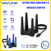 Wavlink AC1900ไร้สาย Dual Band USB3.0อะแดปเตอร์สำหรับ PC, 1900Mbps อะแดปเตอร์ WiFi 2.4G/600Mbps และ5G/1300Mbps, 4X 3dBi สูงเสาอากาศภายนอก,MU-MIMO. การออกแบบแม่เหล็กการ์ดเน็ตเวิร์คสำหรับเดสก์ท็อปสนับสนุน Win10/8.1/8/7/XP, Mac OS 10.11