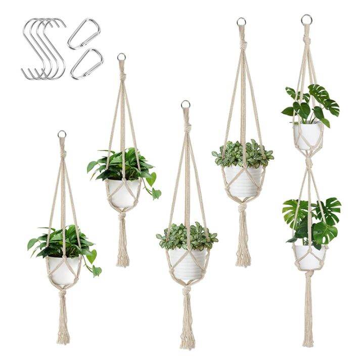 Hanging Basket, Set of 5 Hanging Baskets, Cotton Rope Hanging Basket