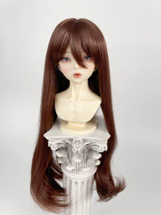 bjd-วิกผม-milk-slik-ผมตรงยาวสำหรับ1-3-sd-gold-winered-black-วิกผมสีน้ำตาล-doll-accessories