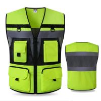 【LZ】❇❅✎  Multi bolsos classe 2 alta visível reflexiva colete de segurança respirável e malha forro workwear tráfego polícia uniforme