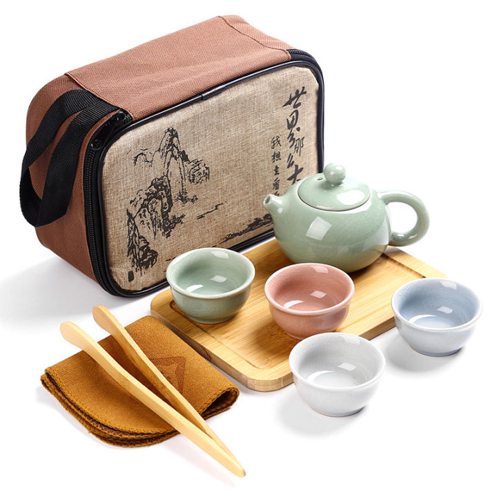 จีนเดินทางชุดน้ำชากังฟูเซรามิกแบบพกพากาน้ำชาพอร์ซเลนชุดกาน้ำชา-gaiwan-ถ้วยชาชุดน้ำชาพิธีหม้อชา-teaware