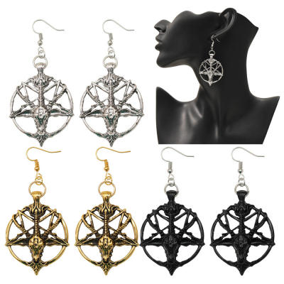 Witch Jewelry Gothic Goat Head Earrings Pentagram Ear Studs Pentagram Pan Star Drop Earrings Womens Earrings