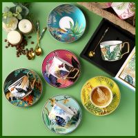 220Ml Turkish Coffee Cups High Quality Ceramic Tiger Leopard Porcelain Tea Cup &amp; Saucer Sets