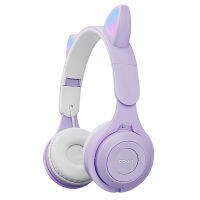 M6 Cute Cat Ear Bluetooth-compatible Wireless Headphones, Luminous Foldable Stereo Headset , Support TF Card Playback