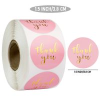 500 Pcs Thank You Stickers Seal Labels Roll 1.5inch Cute Round with Gold Foil Color Stickers Scrapbooking Stationery Stickers Stickers Labels