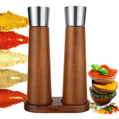 Wooden Salt and Pepper Grinder With Base Manual Spice Mill 8 inch Pepper Mill Hand Seasoning Grinder Kitchen Cooking BBQ Tools Tapestries Hangings