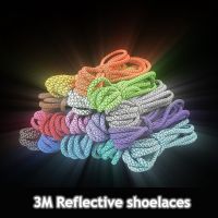 1คู่3M สะท้อนแสง Shoelaces คุณภาพสูงรอบรองเท้า Laces รองเท้าและรองเท้าผ้าใบเชือกผูกรองเท้า19สีความยาว100ซม. 120ซม. 140ซม. 160ซม.