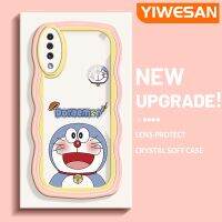 YIWESAN เคส A30s กันกระแทกแบบใสนิ่มลายการ์ตูนโดราเอมอน A50ปลอกสำหรับ Samsung กาแลคซีเคสโปร่งใสลายกล้องถ่ายรูปสร้างสรรค์เรียบง่ายฝาครอบป้องกันอ่อนโยน