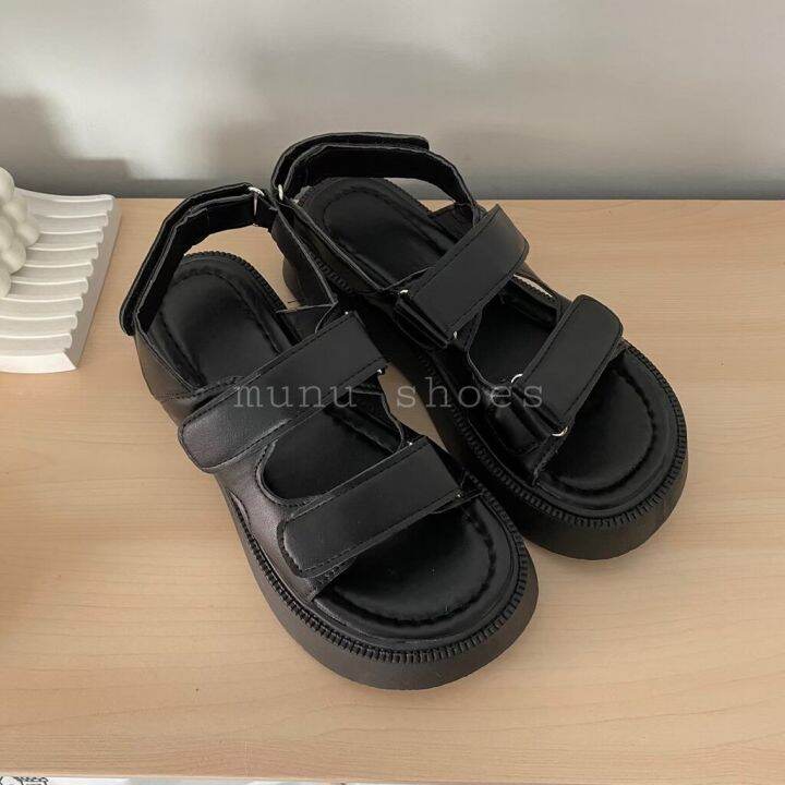 พร้อมส่ง-summer-velcro-sandals-รองเท้าหนังรัดส้นสไตล์เกาหลี