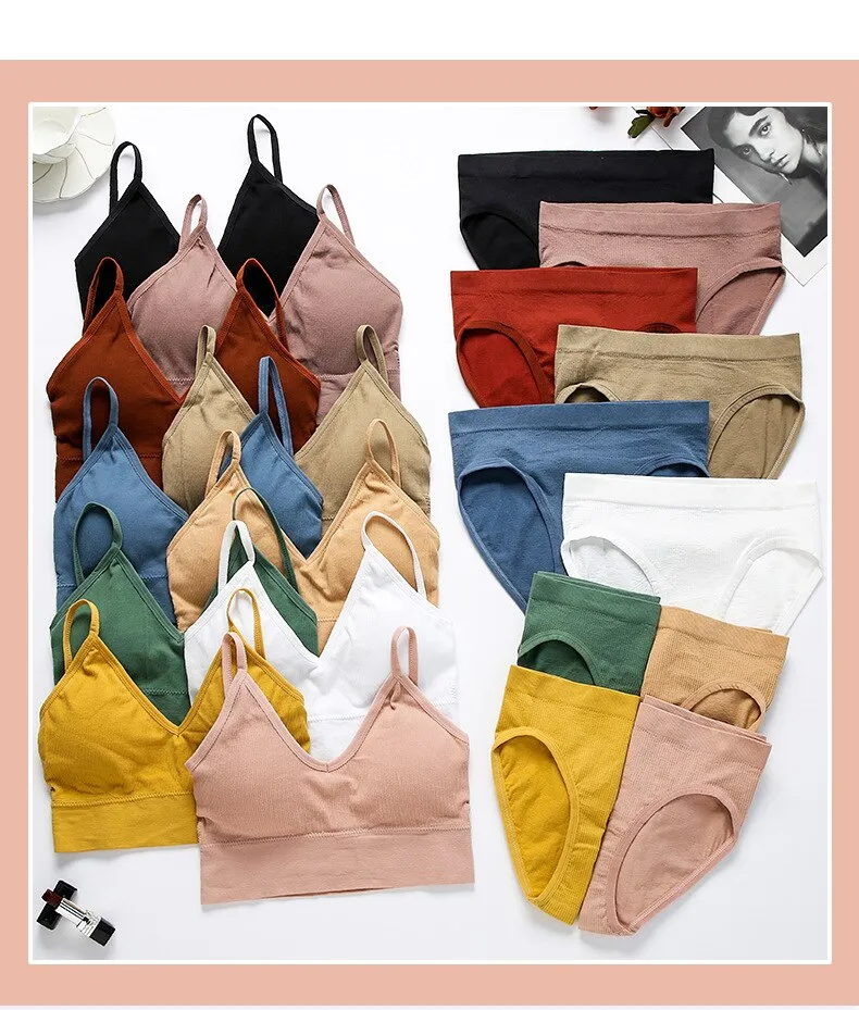 SALSPOR Seamless Bra Panties Set Underwear Set Women Wireless