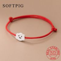 SOFTPIG Real 925 Sterling Silver Cloud Square Red Rope Bracelet For Women Party Classic Fine Jewelry Cute Accessories Gift Charms and Charm Bracelet