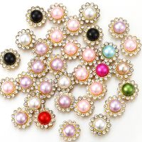 【CW】 50pcs 12mm Rhinestone Beads Gold Embellishments for Brooch Buckle Jewelry Making Needlework