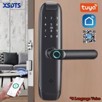 Tuya Wifi Electronic Smart Door Lock With Biometric Fingerprint / Smart Card / Password / Key Unlock/ USB Emergency Charge