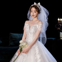 ชุด Wedding Dress Korean Style off-Shoulder Waist Slimming Flat Tube Top Wedding Dress Gift H982 ชุด แต่งงาน