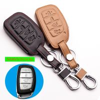 wenminr 2017 Praise High Quality Car Genuine Leather Case Cover fob for Hyundai 4 buttons remote control protect shell starline a91