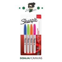 Sharpie (ชาร์ปี้) Marker Fine แพ็ค 4 ด้าม Fun Colour ปากกามาร์คเกอร์ Permanent Marker ปากกากันน้ำ ปากกาเขียนแผ่นพลาสติก