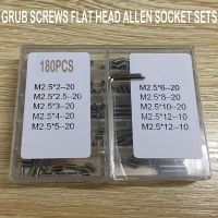 180Pcs M2.5 Hex Grub Sekrup Bermacam Kit Allen Kepala Soket 2/4/5/6/8/10/12Mm Baja Karbon Hexagon Socket Set Sekrup Tanpa Kepala