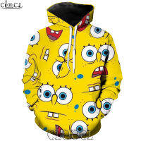 2023 NewCLOOCL อะนิเมะ SpongeBob 3D พิมพ์ Hoodies รอบคอ