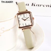 Show white green watch female niche light luxury student high value new 2023 waterproof square sugar cube compact