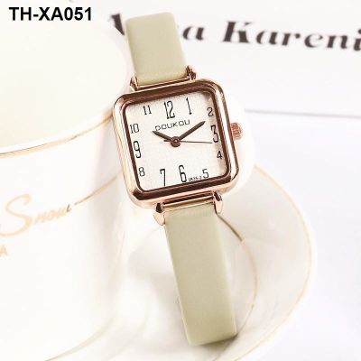Show white green watch female niche light luxury student high value new 2023 waterproof square sugar cube compact