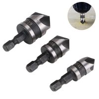 3pcs 1/4" Countersink Drill Bits Set 12mm 16mm 19mm 5 Flute Chamfering Cutter Hex Shank For Power Tool Wood and Metal Processing