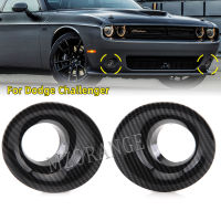 Car Front Fog Light Covers hole Lamp Trim For Dodge Challenger 2015 2016 2017- Carbon Fiber Pattern headlights cover grille