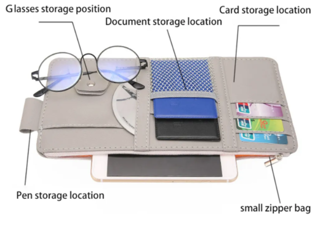 กระเป๋าเก็บของที่ช่องบังแดดในรถยนต์-auto-car-อุปกรณ์เสริม-ความต้านทานต่ออุณหภูมิสูง-ขายร้อน-อุปกรณ์เสริม-ผู้ถือบัตรแว่นตากันแดดรถยนต์