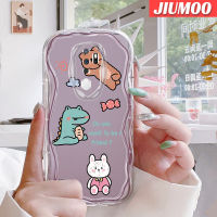 JIUMOO เคสสำหรับ OPPO A5 2020 A9 2020การ์ตูนน่ารักจระเข้ขอบคลื่นซิลิโคนใสป้องกันเลนส์กล้องเนื้อครีมเคสมือถือเคสนิ่มกันกระแทก