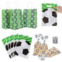 Football Soccer Theme Gift Bag Kraft Paper Bag Sports Party Gift Packaging Bag Handy Candy Bag Kids Birthday Party Favor Supply