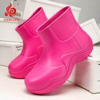 STRONGSHEN ผู้หญิงรองเท้าฝนสั้นยางกันลื่นข้อเท้ากันน้ำ Rainboots รองเท้าตกปลาที่เดินทางมาพักผ่อนหนาด้านล่างบูตสั้น ~