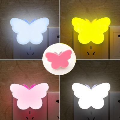 Mini LED Night Light EU/US Plug in Dusk to Dawn Sensor Wall Nights Lamp Butterfly for Bedroom Hallway Stairs Corridor 110V 220V