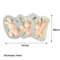 คุกกี้อีสเตอร์กระต่ายแม่พิมพ์ซิลิโคนฟองดอง์ตกแต่งเค้กเครื่องมือยางวางแปะรูปแบบช็อกโกแลตน้ำตาลปั้นเครื่องมืออบอาหาร