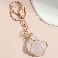 Size Colorful Stone Keychain Wire Wrap Irregularity Chains Men Souvenir Gifts