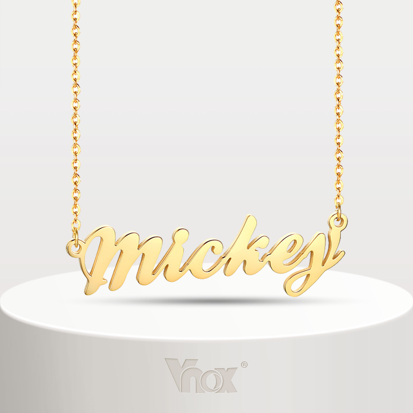 Vnox女士个性化姓名项链和吊坠，金银定制不锈钢生日礼物珠宝