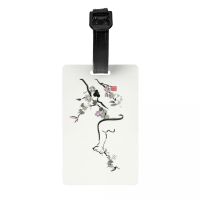 【DT】 hot  Custom Cat In Cherry Blossom Tree Luggage Tag Privacy Protection Kitten Baggage Tags Travel Bag Labels Suitcase