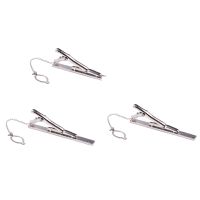 3X Men Practical Silver Stainless Steel Tone Simple Necktie Tie Bar Clasp Clip Pins