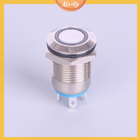 Aleaty? 12mm โลหะ annular ปุ่มกดสีดำสวิทช์แหวน LED Light LATCHING