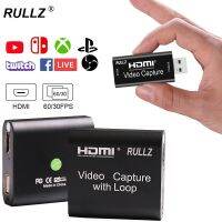 Rullz ลูปเอาต์เสียงวิดีโอบันทึกการ์ด HDMI กล่องบันทึกไมค์ใน USB 2.0เกม3.0สตรีมสดสำหรับ PS4สวิตช์กล้อง HD ดีวีดี