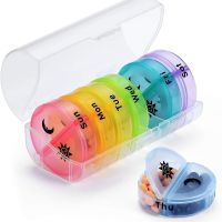 ☫ 7 Days Daily Pill Box for Medicine French Holder Drug Case Weekly Pill Organizer Tablet Container Waterproof Secret Compartments