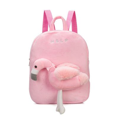 Baby Kids Flamingo Stuffed Backpack Cute Anti-lost Children Bag Kindergarten Schoolbag Girls Boys 3D Cartoon Animal Backpack