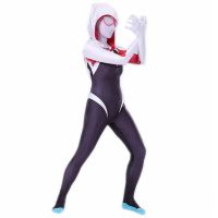 Halloween Spider Gwen Stacy Cosplay Costume for Adult Kids Zentai Bodysuit Mask Suit Girls Women Party Jumpsuit