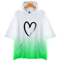 Sudadera con capucha 3d para hombre y mujer, Jersey de manga corta con estampado de corazón de amor, color caramelo degradado, estilo Hip Hop